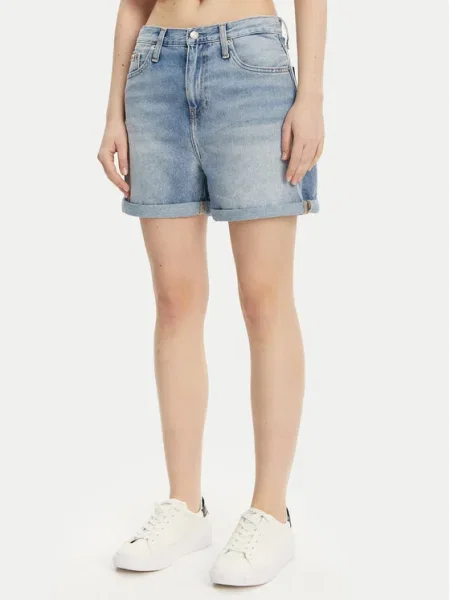 Calvin Klein Jeans Pantaloni scurți de blugi Mom Fit albastru