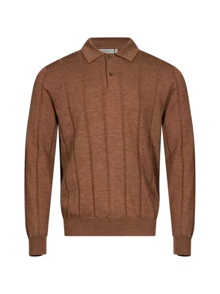 Tricou polo Canali tricotate maro