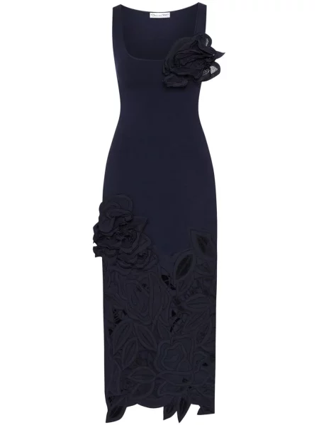 Rochie midi Oscar De La Renta tricotate până la genunchi de costum albastru