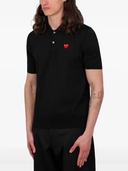 Polo Comme Des Garçons Homme tricotate cu motiv cu inimi negru