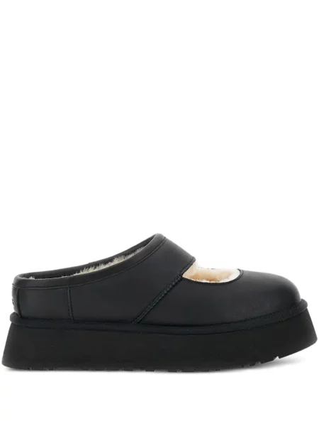 Kožené mules Ugg na platformě černé