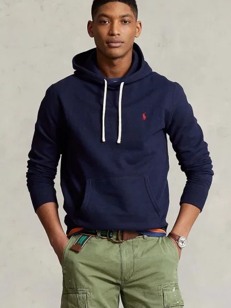 Hanorac cu glugă Polo Ralph Lauren cu broderie albastru