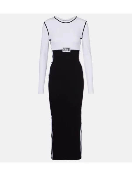 Rochie maxi Jean Paul Gaultier din jerseu de costum negru