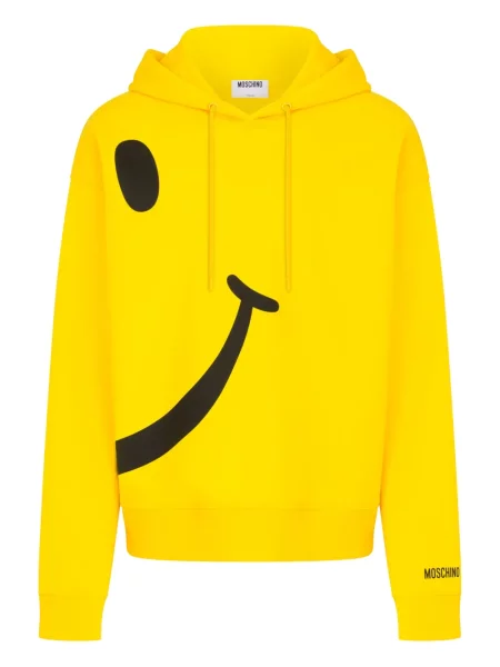 Суичър с качулка Moschino с принт жълто