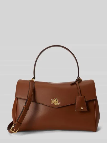 Torba skórzana z naturalnej skóry bydlęcej model FARRAH' Lauren Ralph Lauren brązowa