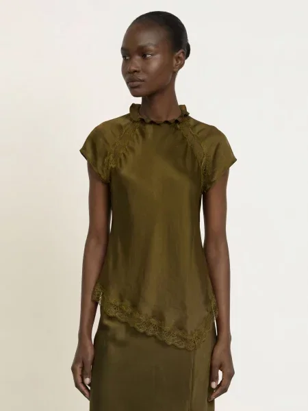 Satynowy top Claudie Pierlot zielony