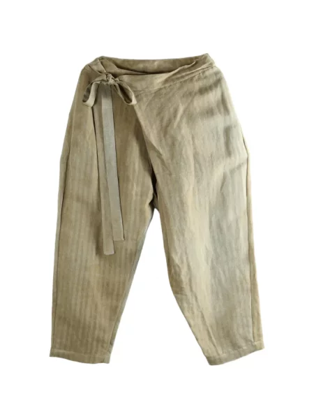 Pantaloni Uma Wang cu model herringbone plic maro
