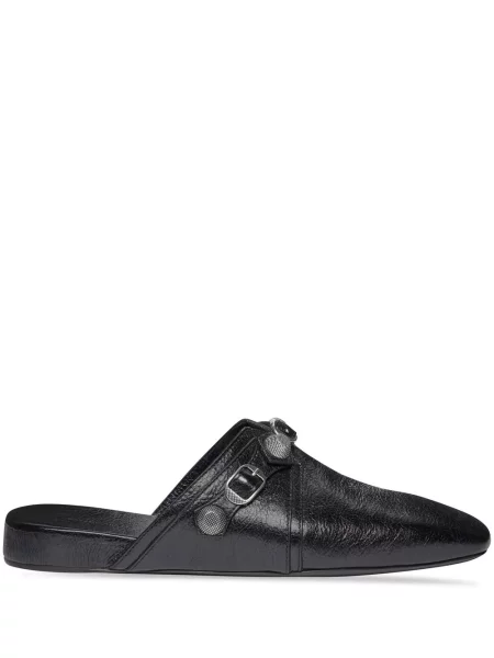 Кожени домашни пантофи Balenciaga с шипове черно