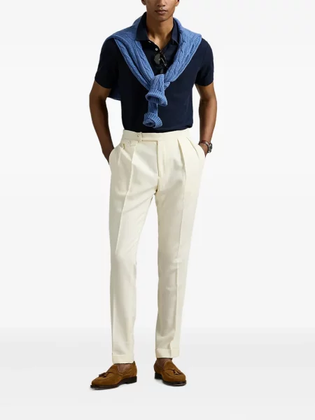 Șapcă Polo Ralph Lauren din fleece cu dungi cu volane albastru