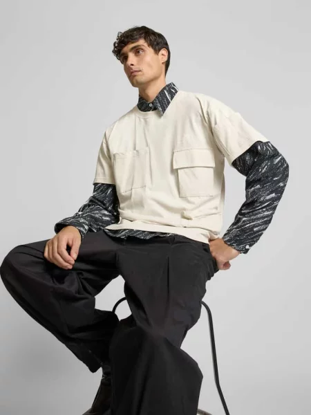 T-shirt z kieszenią z patką Mm6 Maison Margiela biała