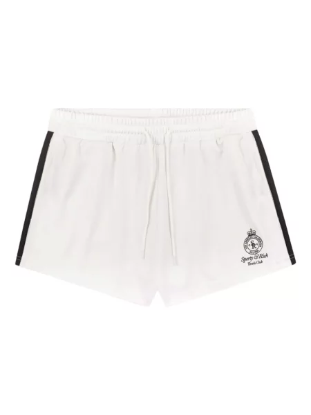 Pantaloni scurți Sporty & Rich cu broderie cu dungi alb