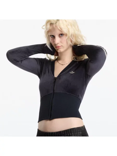 ADIDAS ORIGINALS Tepláková bunda krémová čierna