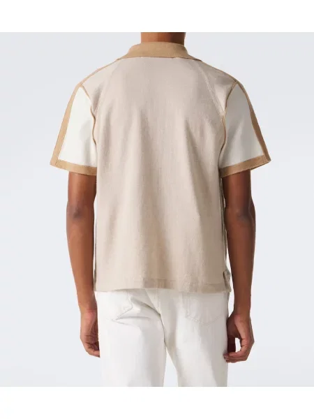 Tricou polo God's True Cashmere din cașmir cu dungi de tigru maro
