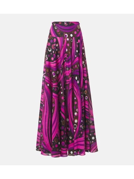 Fusta maxi Pucci din muselină roz