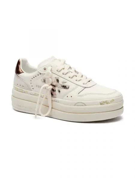 Premiata Sneakers MICOL cu adaos de piele bej