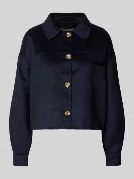 Kurtka koszulowa z dodatkiem wełny i detalem z logo Christian Berg Woman Selection granatowa