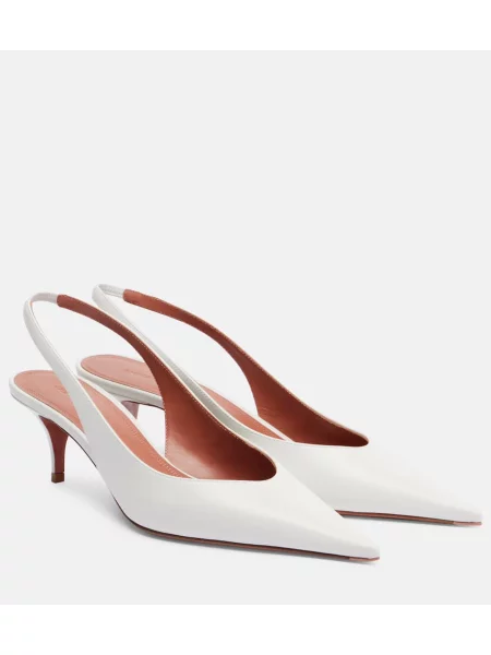 Pantofi cu toc Amina Muaddi din piele slingback alb
