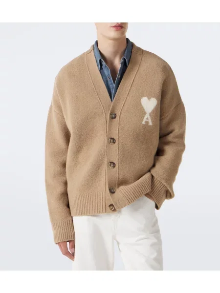 Cardigan Ami Paris de lână maro