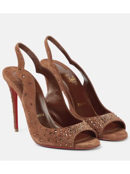 Sandale Christian Louboutin din piele de căprioară maro