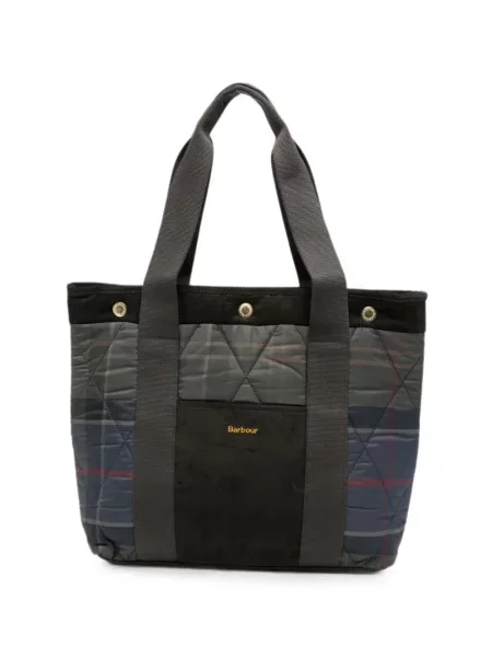 Matlasat geantă shopper Barbour în carouri cu imagine gri