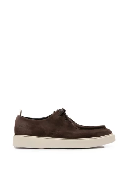 Pantofi derby Officine Creative din piele de căprioară maro