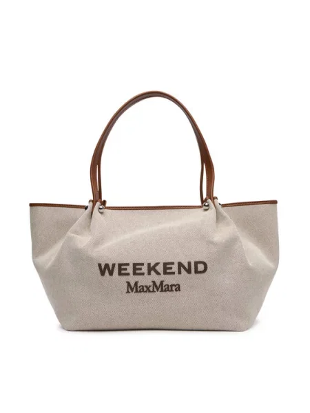 Weekend MaxMara Shopper táska Wkagetto bőr hozzáadásával barna
