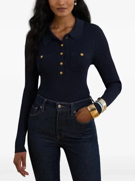 Дълго пуловер Lauren Ralph Lauren синьо