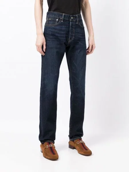 Haftowane długie jeansy Polo Ralph Lauren ze stretchu szare