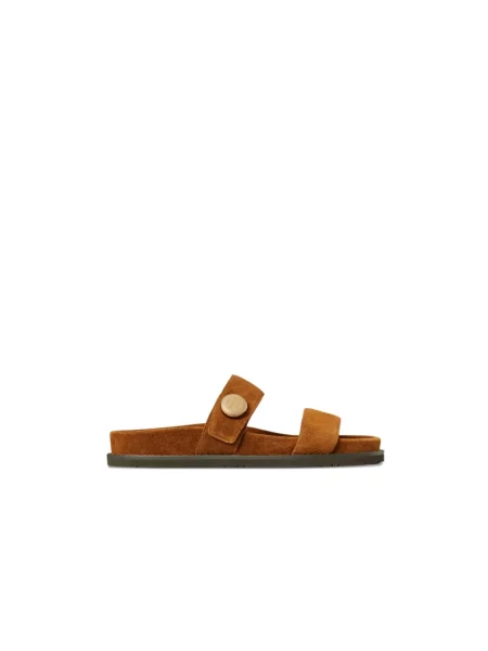 Klapki Tory Burch zamszowe brązowe