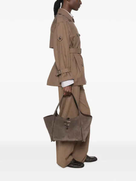 Τσάντα shopper Tod's σουέτ καφέ