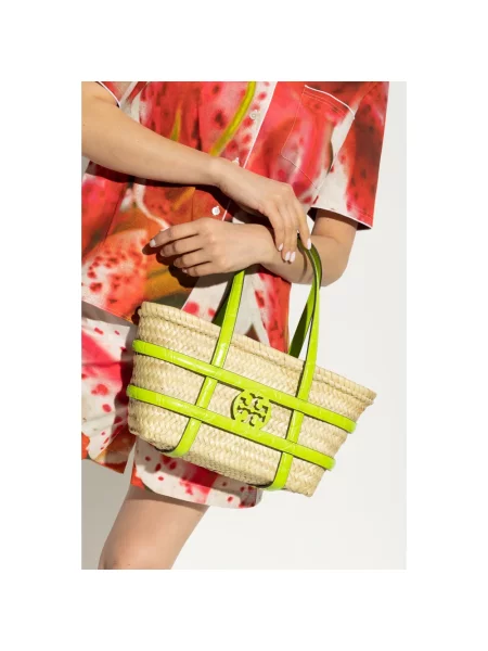 Tory Burch torebka z rafii Ella Straw beżowy