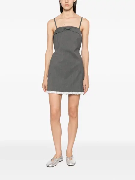 Rochie mini Maje cu funde din dantelă gri