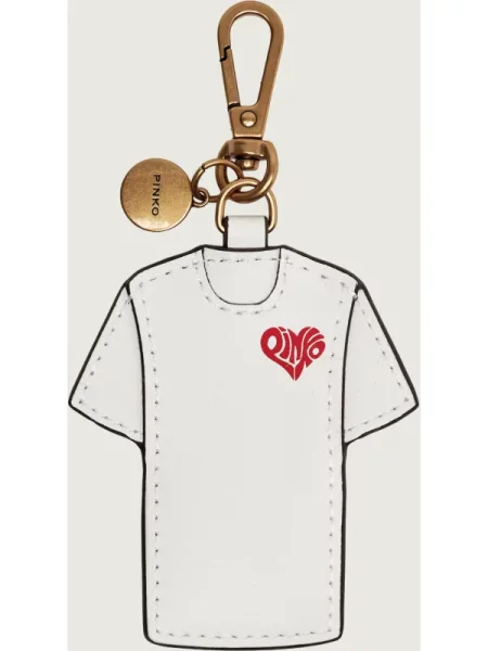 Pinko De piele breloc CHARM tricou PINKO IS AMOR VI alb