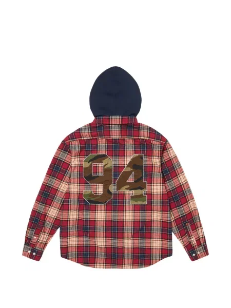 Cămașă Supreme cu glugă cu aplicații de flanelă roșu