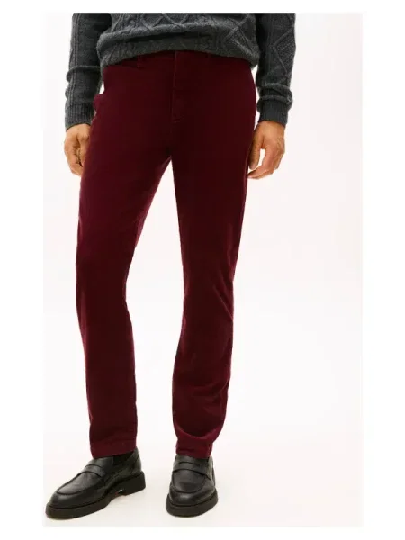 Tommy Hilfiger De catifea reiată pantaloni chino DENTON | Straight fit bordo