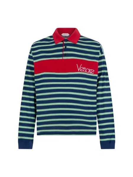 Koszulka polo Versace w paski z paskiem