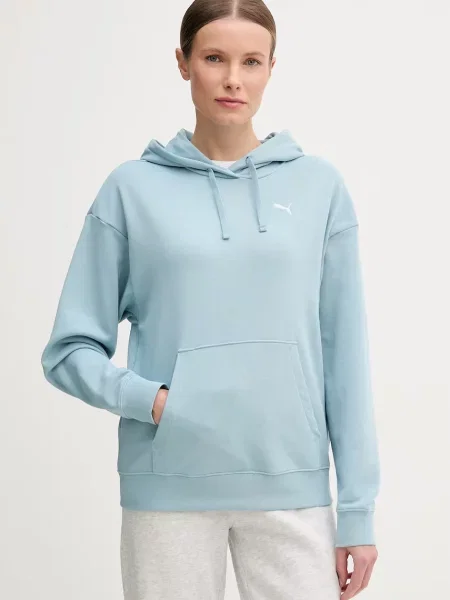 Puma mikina s kapucí s bavlnou modrá