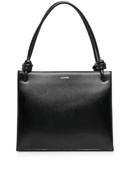 Kožna torbica Jil Sander crna