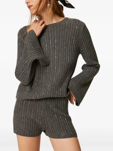 Stras pulover Twinset tricotate gri