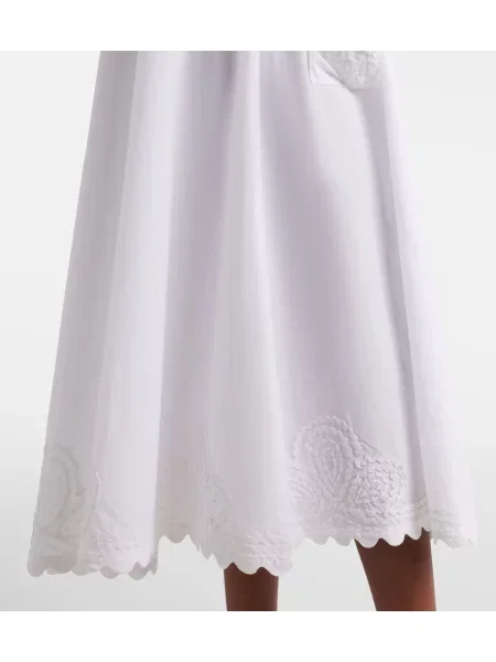 Midi obleka Juliet Dunn z vezenjem poplin bela