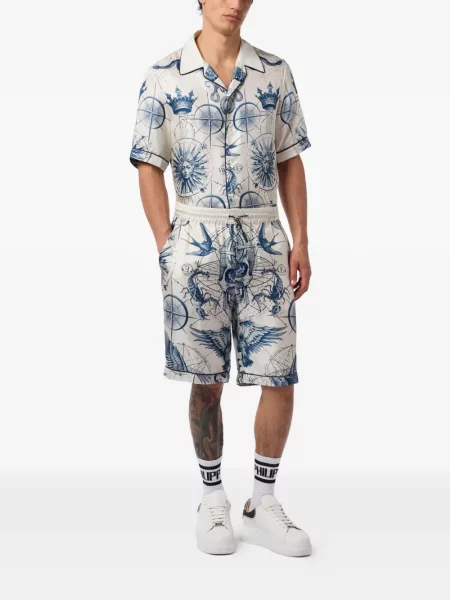 Pantaloni scurți Philipp Plein cu imagine alb