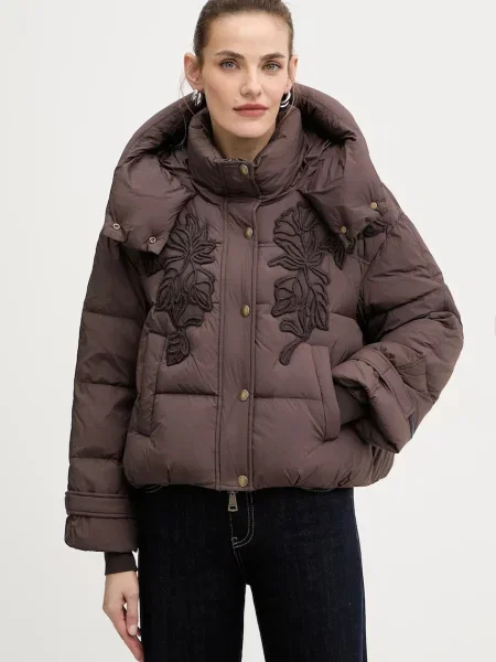 Ermanno Firenze geacă de puf de iarnă maro