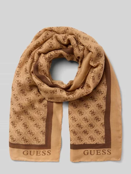 Szal z detalem z logo na całej powierzchni model Katya' Guess brązowa