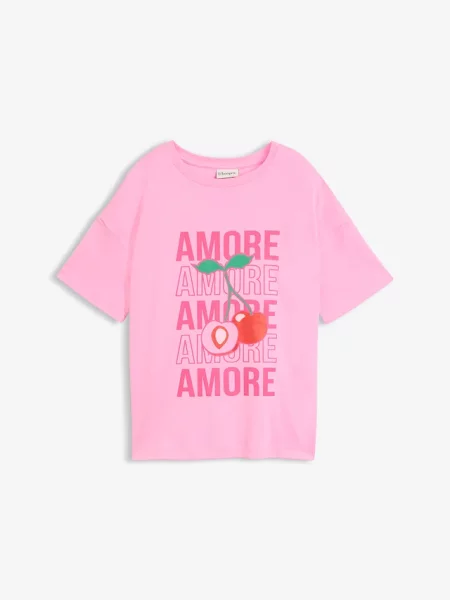 T-shirt oversize z czystej bawełny organicznej różowa