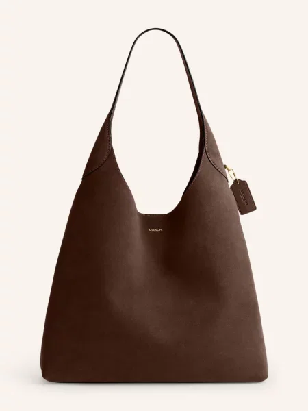 Coach torebka shopper zamszowa Brooklyn Shoulder Bag 39 brązowa