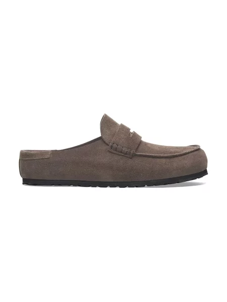 Birkenstock papuci din piele Naples Wrapped LEVE maro gri
