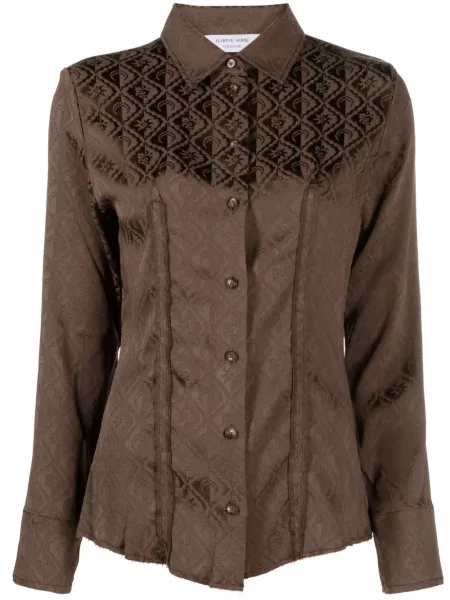 Satynowa koszula Marine Serre brązowa
