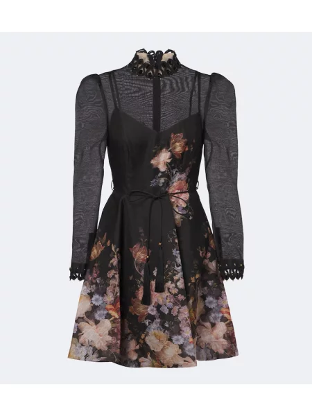Rochie Zimmermann de in cu model floral negru