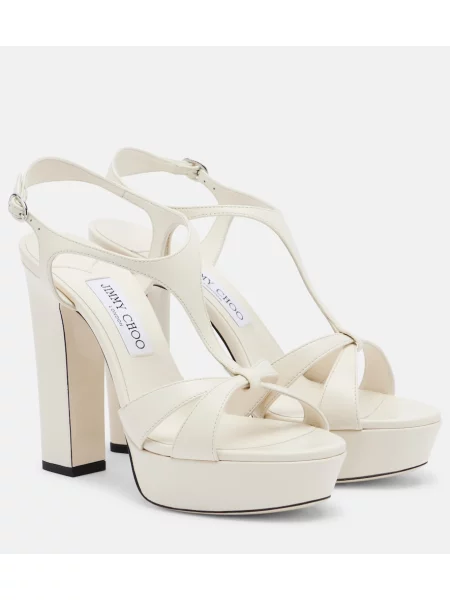Sandale Jimmy Choo din piele cu platformă alb