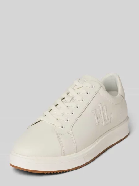 Sneakersy ze skóry naturalnej z wyhaftowanym logo model ‘Ainsley’ Lauren Ralph Lauren białe